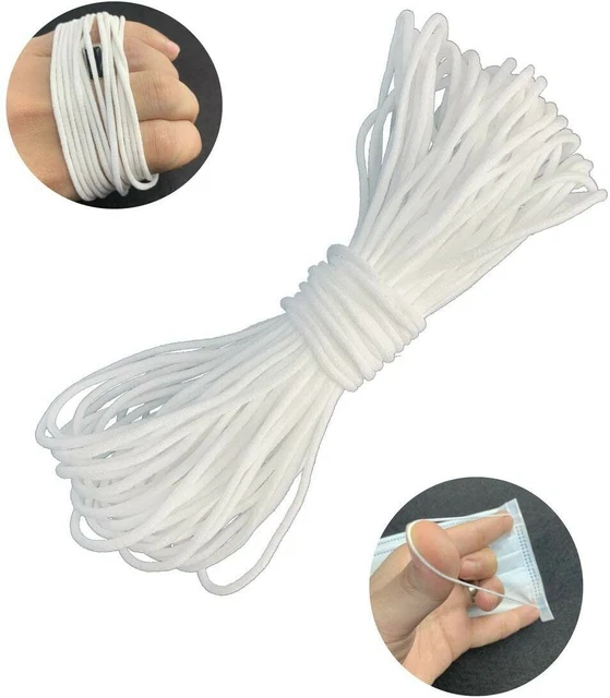 100 yards 3mm (1/8") White Elastic string for making mask and DIY Sewing Crafts