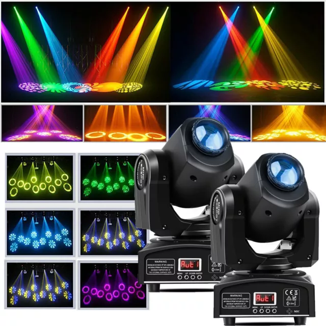 2PC U'King 100W RGBW Moving Head Stage Light 8 GOBO LED DMX512 Disco Party Light