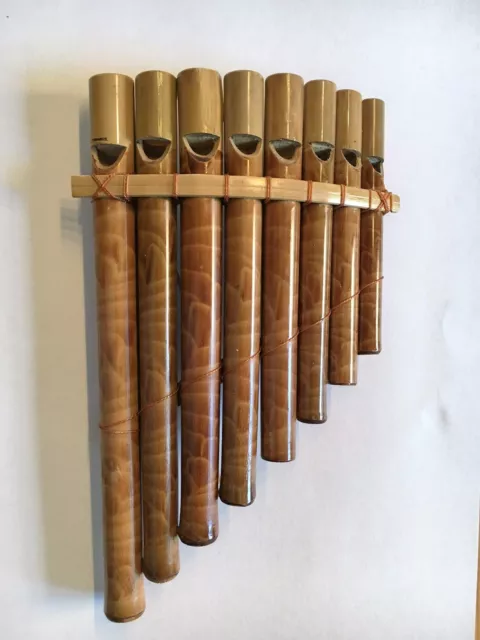 Panflöte Holz 8-Rohr neu Musik Instrument Klang Bambus Musikinstrument Flöte