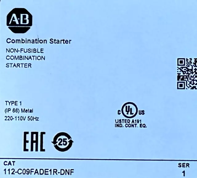 Neu! Allen Bradley 112-C09FADE1R-DNF Band Kombination Motor Starter 9A 2