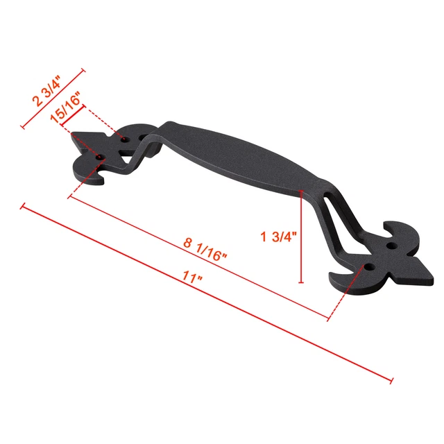 2x 11" Matte Black Sliding Barn Door Handle Vintage Cast Iron Pull Gate Cabinet 4