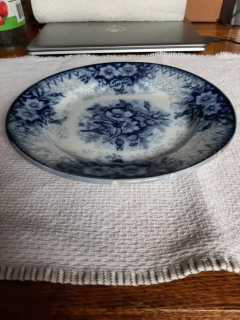 1890 Flow Blue Keller Guerin Luneville France Porcelain Plate Antique