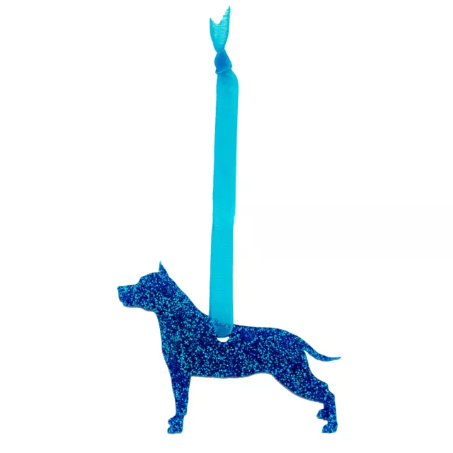 Staffordshire Bull Terrier Dog Style B Glitter Christmas Decoration - 11 colours