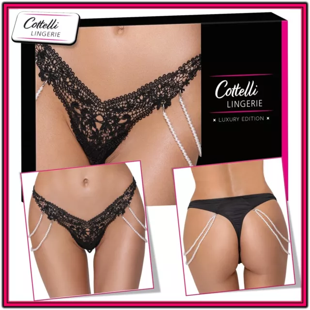 Perizoma Rio in pizzo con catene di perle Cottelli Lingerie Sexy Intimo Donna