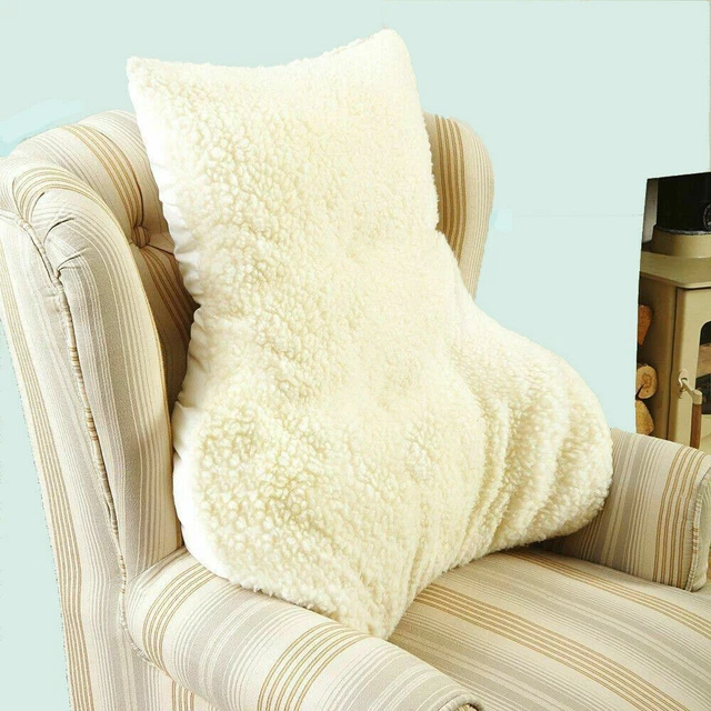 Lumbar Back Support Faux Sheepskin CHAIR CUSHION Pillow 100% Natural Wool