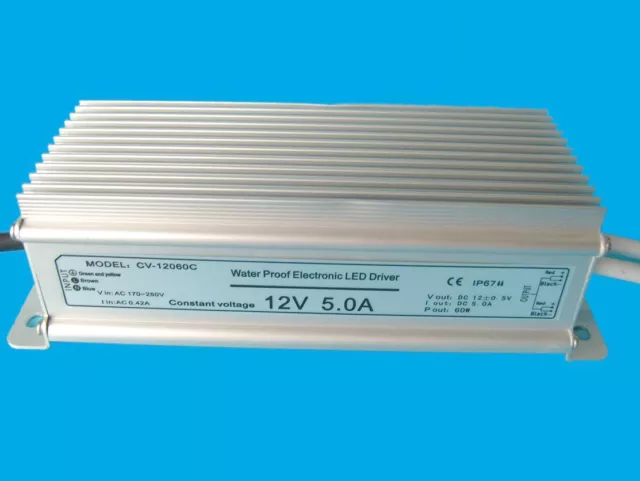 Elettronico A LED Trasformatore 1-60W 160-250V 12V Impermeabile IP67