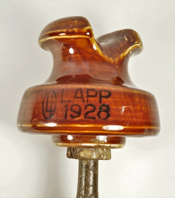 Vintage 1928 Lapp Porcelain Insulator with Original Mounting Bracket