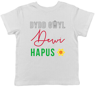 Happy St David's Day in Welsh Colour Boys Girls Kids Childrens T-Shirt