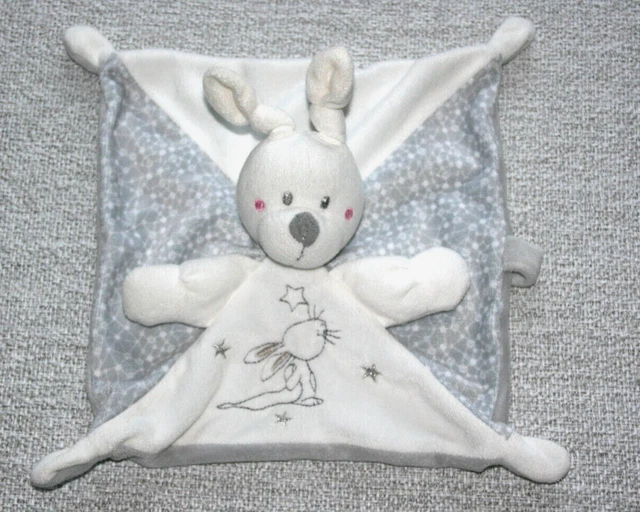 Simba Toys Doudou Lapin Plat Blanc Gris Etoile Argente Kom9