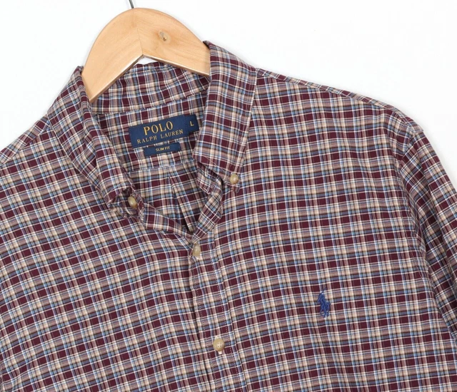 POLO RALPH LAUREN Camicia Casual Slim Fit Uomo Taglia L Manica Lunga Twill...