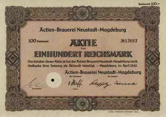 Brauerei Neustadt Magdeburg 1942 Zerbst Oschersleben VEB Diamant Radeberg 100 RM