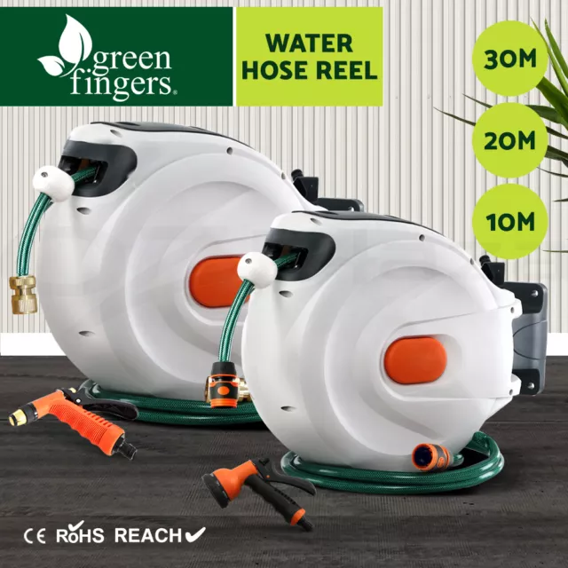 Greenfingers Water Hose Reel Retractable 30/20/10M Garden Spray Gun Auto Rewind