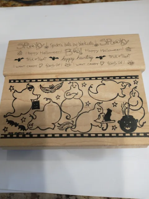 Northwoods Rubber Stamp - Ghots Plus and Inky Antics Halloween Wording Wood