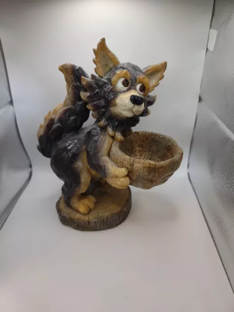 Fox/Wolf Woodland Scene Faux Carved Wood Look Statue 9" H