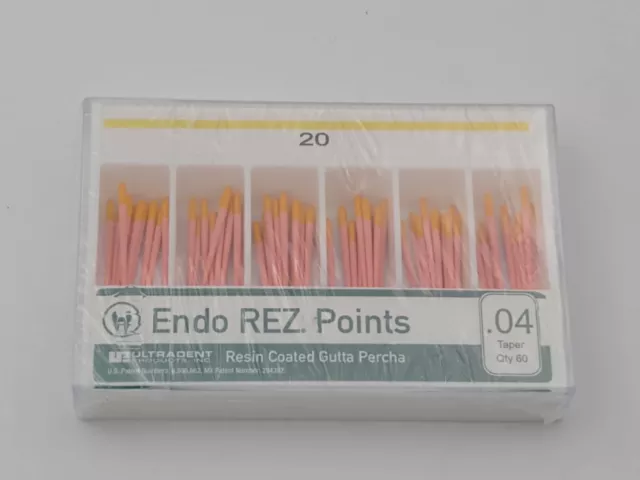 ULTRADENT ENDO REZ POINTS 04.Taper Enduit de résine REF 1839 JAUNE n°20