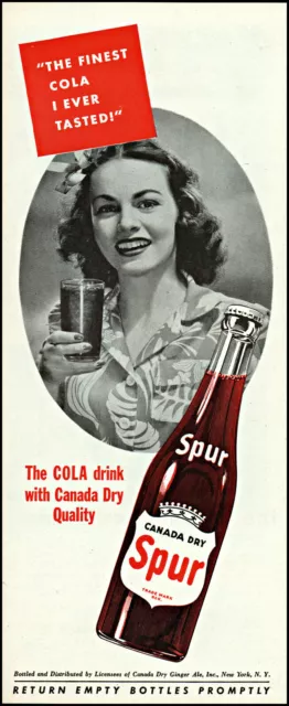 1944 Spur Cola Canada Dry pretty smiling woman bottle vintage photo print ad L88