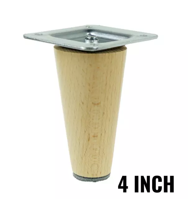 4'' Wooden Furniture Legs Tapered Feet Office Sofa Table Chair Stool Cabinet