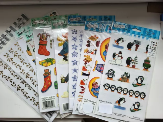 E-Z Rub-On Transfers metallic foils/penguins/clowns/autumn/polar/snowmen/more