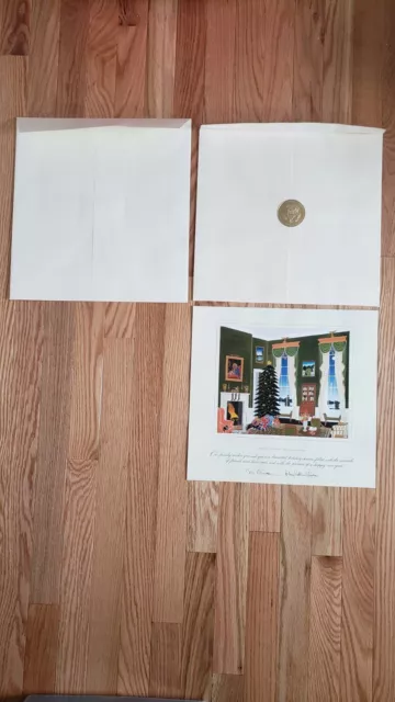 1996 President Clinton Official White House Large Christmas Card Gift Print