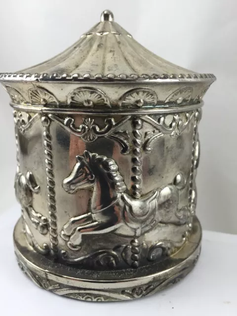 Carousel Horse Silver Plated Coin Bank Circus