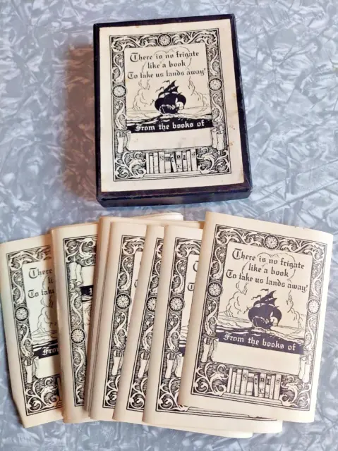 Box of Vintage Antioch Bookplate Company Pirate Ship From the Books of