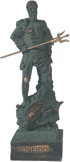 POSEIDON GREEK GOD of Sea Neptune Figurine Statue Sculpture Bronze ...