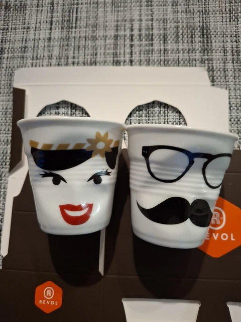 Lot De 7 Tasses à Café Revol - Collection Froissé - Rouge Brillant - Très Bon état
