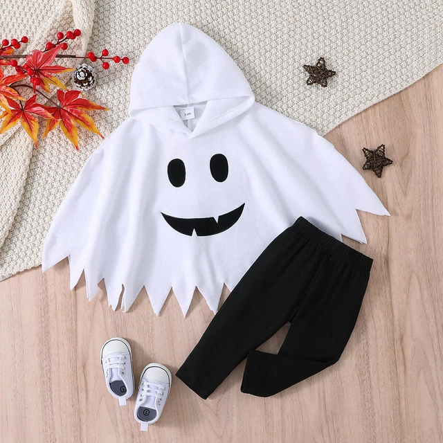 Baby Girl Boy Halloween Ghost Costume Party Fancy Dress Hooded Cape Pants Outfit