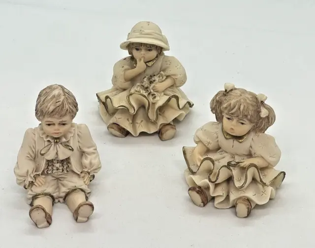 Victorian Vivian C. By Valentino Lot Of 3 Hand Carved Made In Italy Figurines