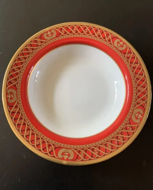 Christian Dior Fine China Ambassadior Red Gold & Cream Soup Or Pasta Bowl New