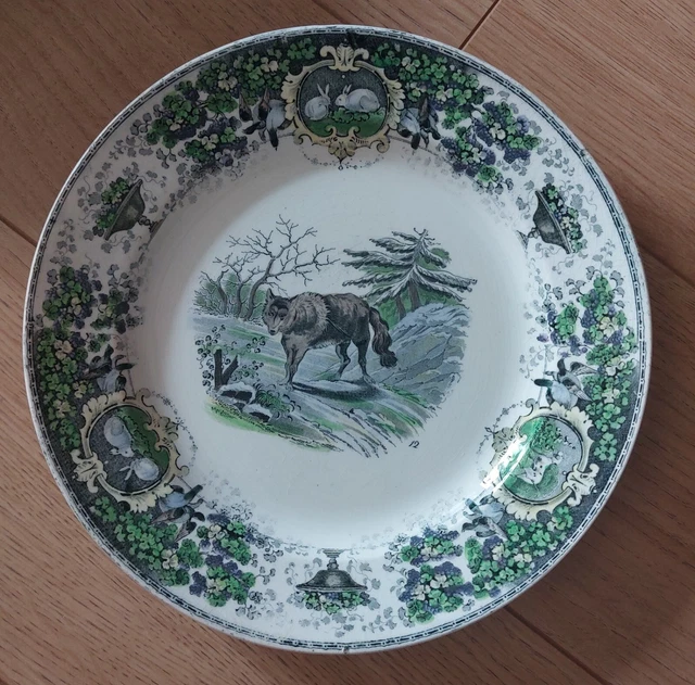 Assiette Ancienne Creil Et Montereau – Thème Ouverture De Chasse – Vers 1900 – Faïence Française