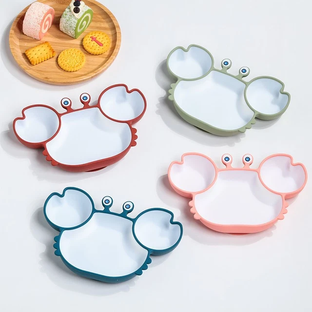 Suministros platos para niños pequeños plato de succión para bebés platos divididos de silicona para niños