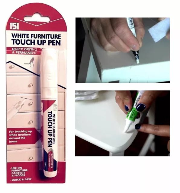 WEISSE MÖBEL TOUCH UP STIFT Marker Reparatur Holz Boden Schrank Laminat Kratzer 2