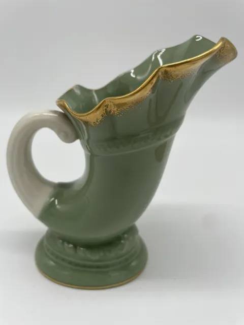 Vintage Lenox Celadon Green Cornucopia Horn of Plenty Pitcher Vase 1930-1953