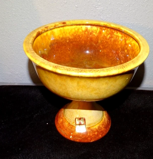 Vintage Haeger Pedestal planter Vase Brown Orange glaze pottery 6" Tall USA