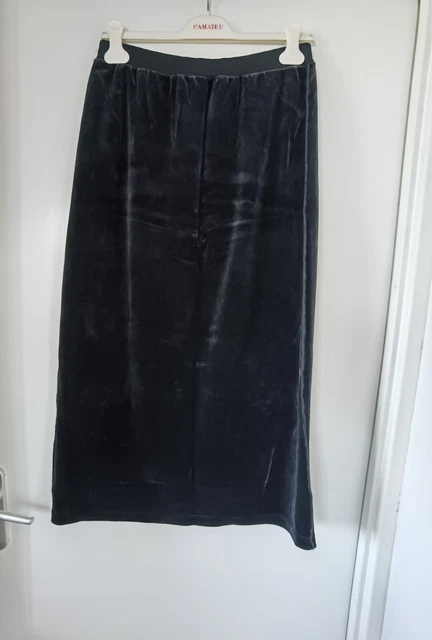 Jupe Longue Sonia Rykiel En Velours Côtelé Gris - Taille 42/L, état Comme Neuf