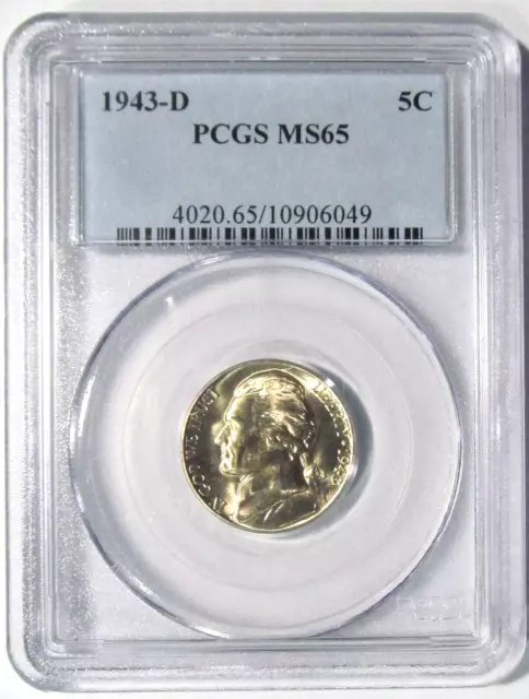 1943-D JEFFERSON Silver War Nickel PCGS MS 65