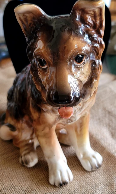 VTG Lefton German Shepherd 8 Inch Figurine H8165•Dog•Puppy•Pet•EUC