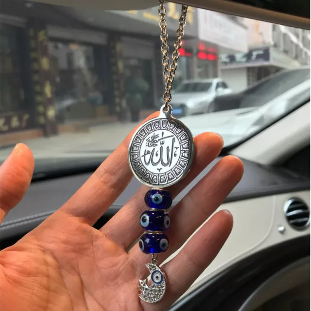 Islamic Crescent moon Allah Blue Eye Pendant Hanging Car Muslim Accessory Travel