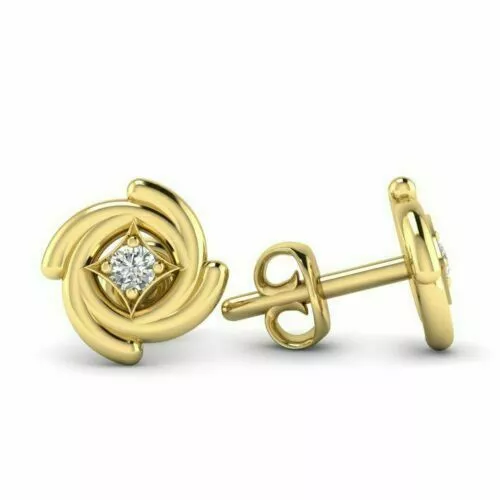 0.052Ct Round Diamond Nice Spiral Flower Earring 14K Rose or Yellow Gold Finish 3