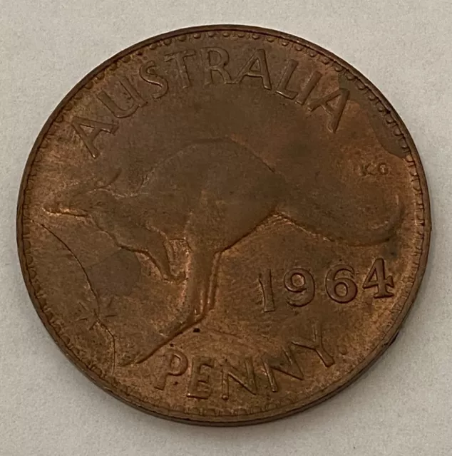 1964Y. Australian Penny - ERROR - die crack  #141