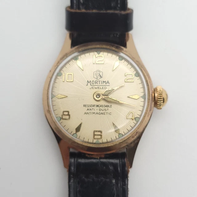 Montre Vintage Femme Dauphine - Cadran Doré & Bracelet Cuir - Fonctionnelle - Très Bon état