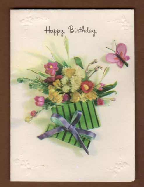 Vintage Mini Happy Birthday Card Gift Enclosure Tag w/ Envelope, Coronation Coll