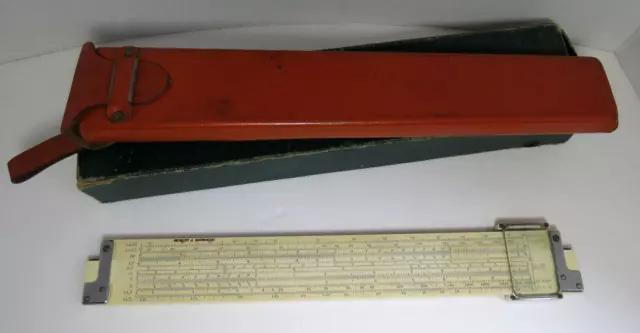 1920s Keuffel & Esser Co. Drafting Slide Ruler 4081-3 w/ Leather Case & Box