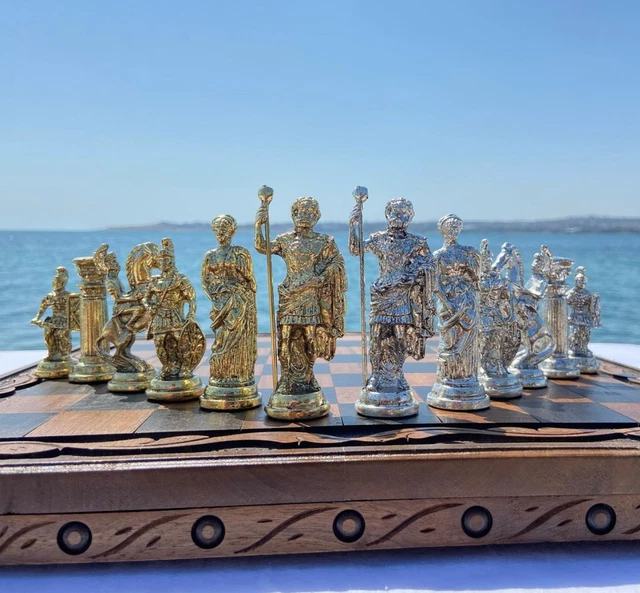Set Scacchi Guerrieri Terracotta Ieron - Gioco Da Tavolo Retrò In Resina 26cm - Foto 13