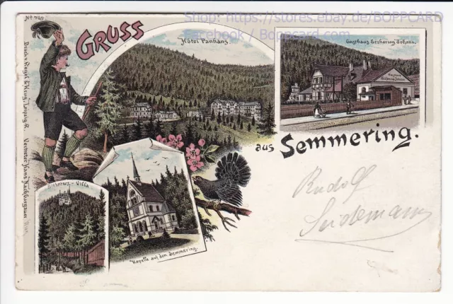 Steiermark , Bezirk Mürzzuschlag , Litho Gruss Aus Semmering , Gasthaus , 1900