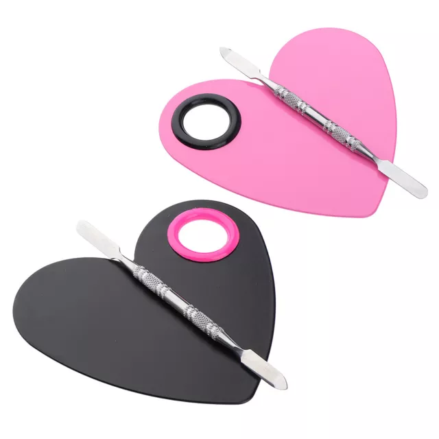 Heart Shaped Plate Makeup Cosmetic Palette Spatula Blending Mixing Trays