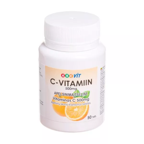 ABC VIT Vitamin C 500mg Orange Flavour 50 Chewable Tablets Nervous System