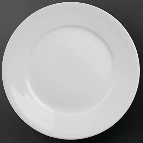 Olympia Athena Hotelware Wide Rimmed White Plates, Pack of 6, Diameter: 280mm / 2