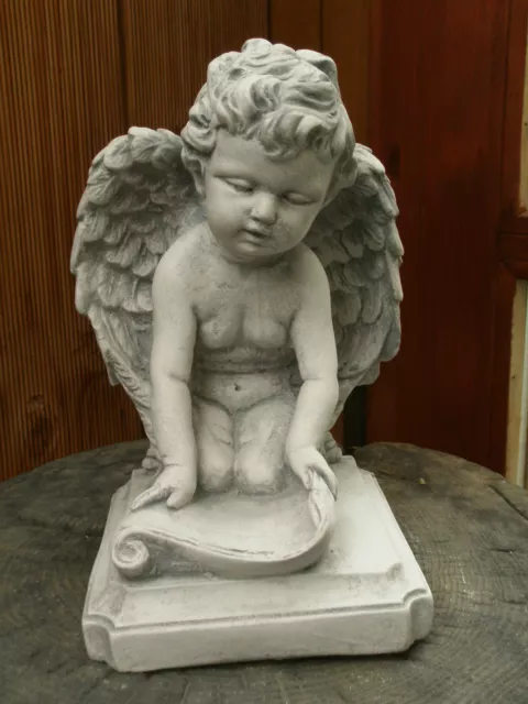 massiver Engel Putte Schutzengel Skulptur Grabengel Gartenfigur Steinguss Statue